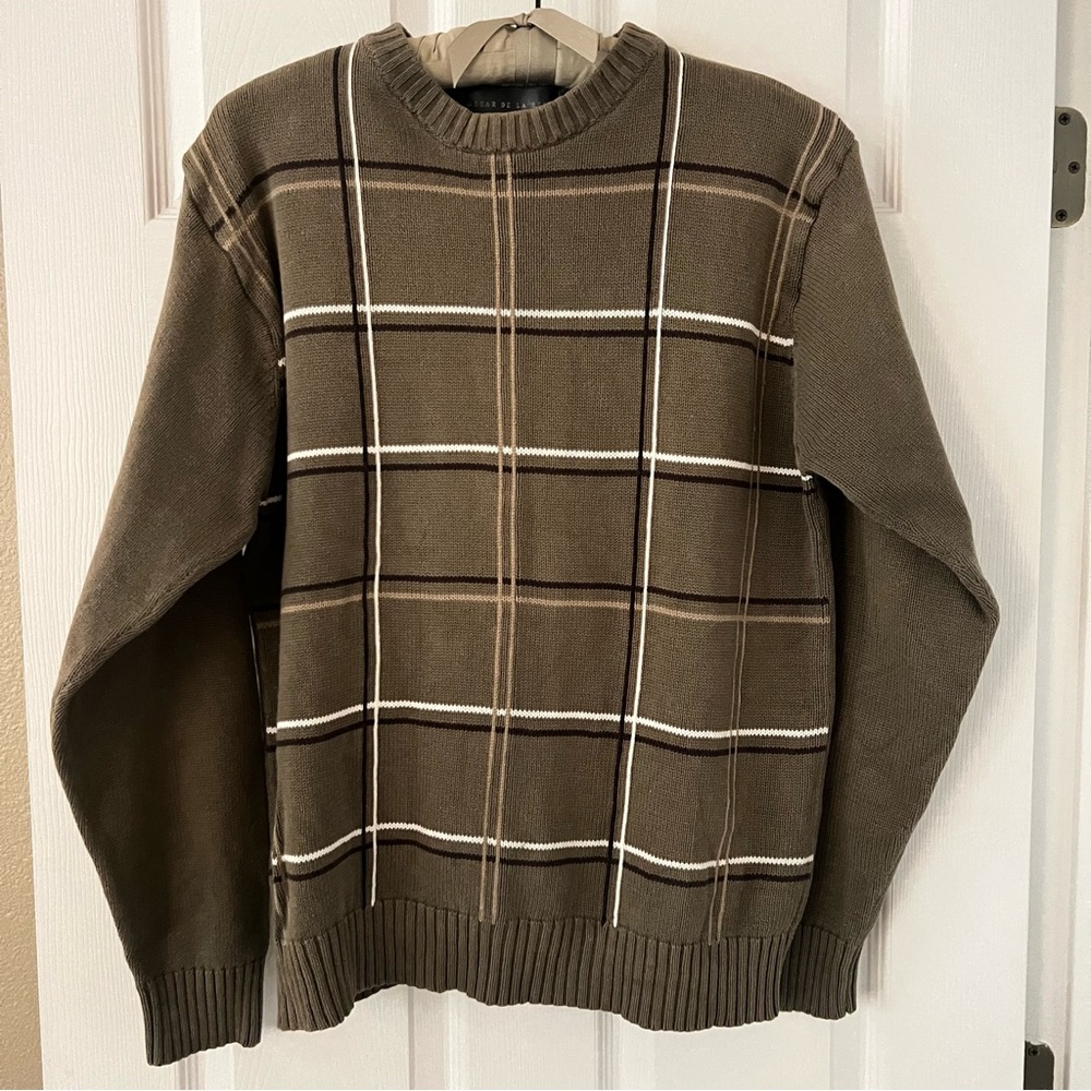 Oscar De La Renta Men’s Brown Plaid Sweater - Size L